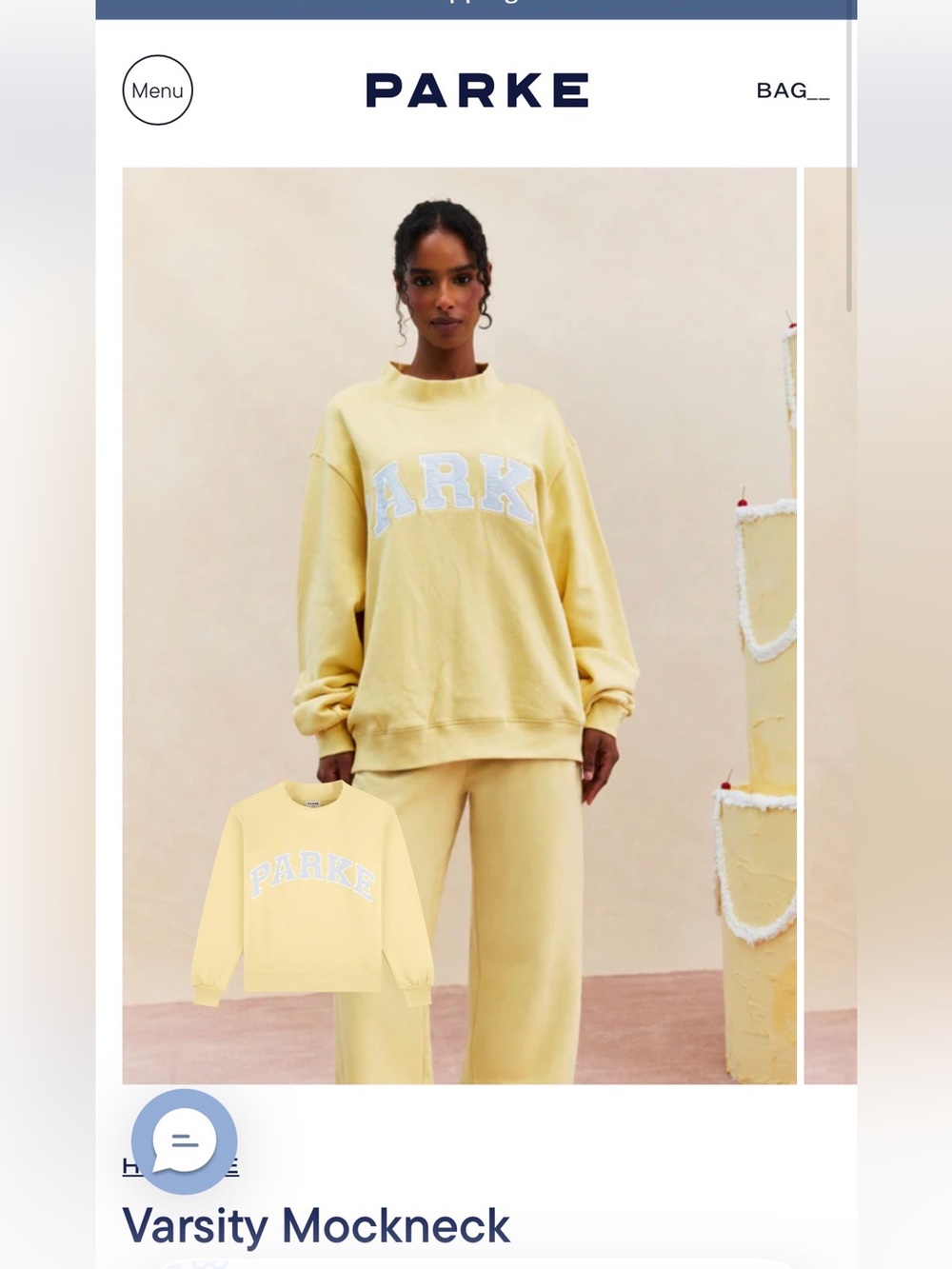 Parke Birthday Drop Varsity Mockneck Banana Cream - Picture 5 of 6